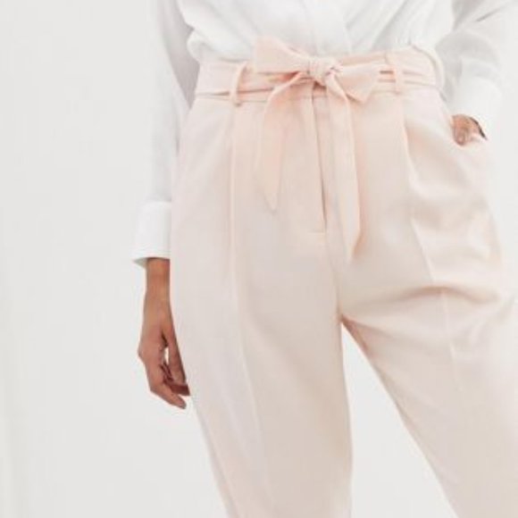 ASOS DESIGN woven peg trousers with obi tie - Picture 4 of 5